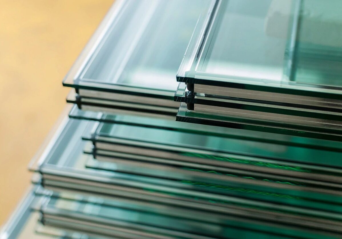 A stack of glass windows on top of each other.